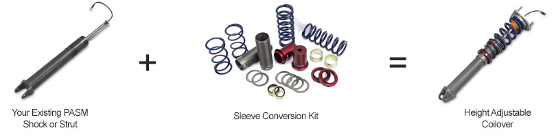 Coilover sleeve conversion kits for Porsche Boxster & Cayman